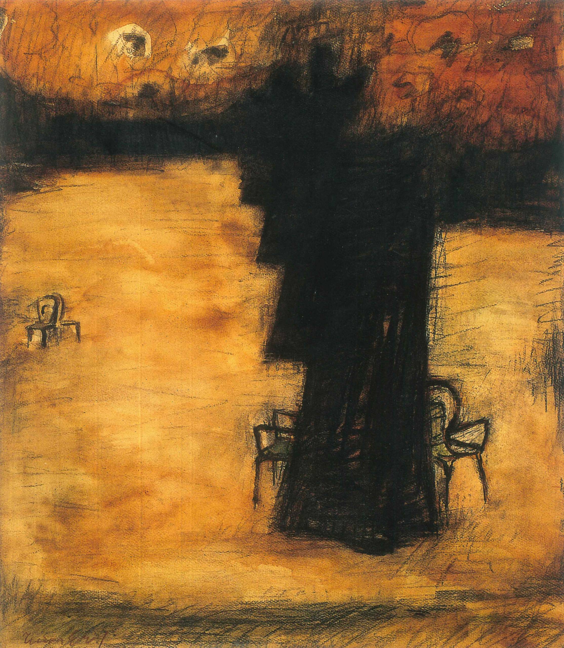 LUXEMBURG PARKI-1, 1961, KAĞIT ÜZERİNE KARIŞIK MALZEME, 65X48 CM, ÖZEL KOLEKSİYON