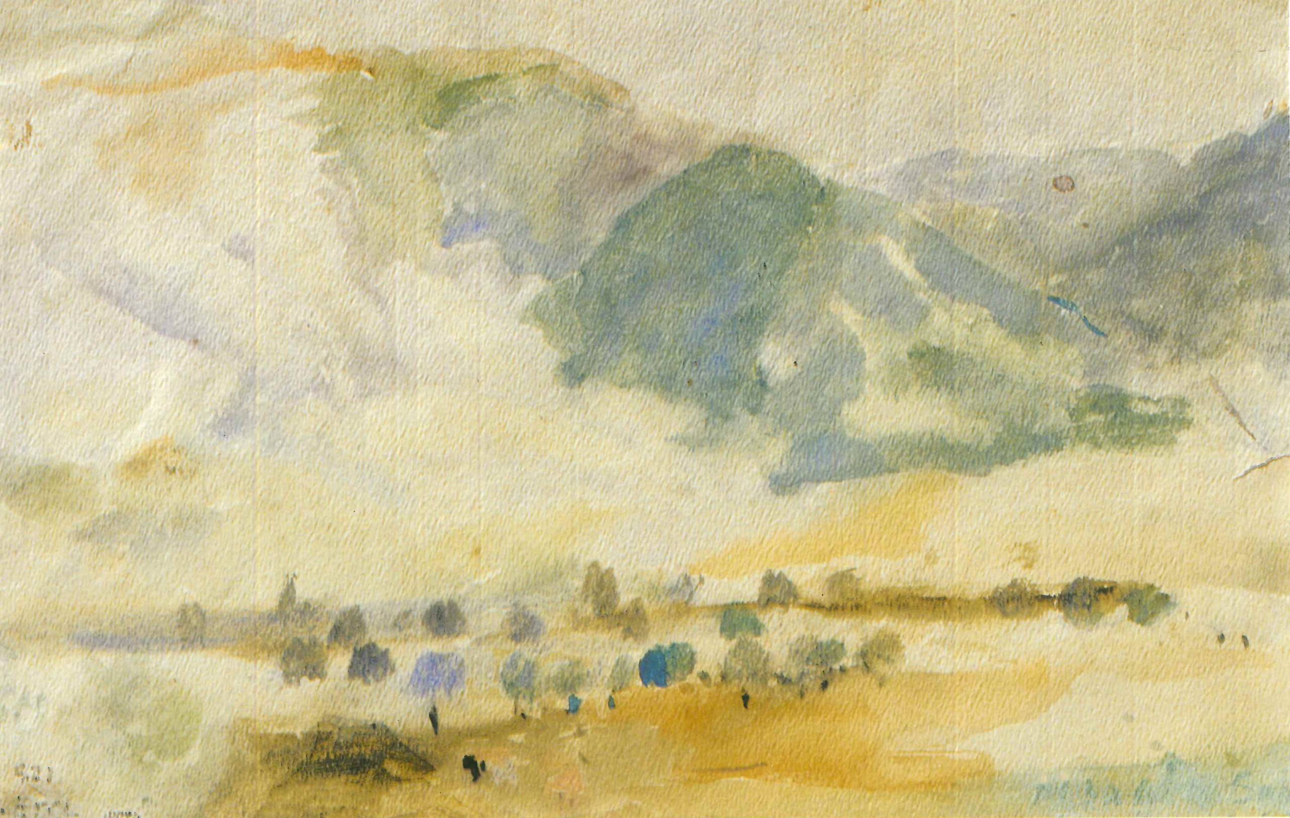 MİLAS’TA AKDAĞ, 1942, KAĞIT ÜZERİNE SULU BOYA, 18X27 CM, SANATÇININ ÖZEL KOLEKSİYONU